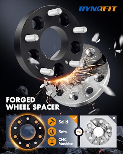 Dynofit 1Pc 5x4.5 to 5x5 Wheel Adapters for Je/ep Spare Tire Jk Wk Wj Xk Wheels on Tj Yj Kk Xj Mj Kj Zj, 5x114.3mm to 5x127mm 1.25" Forged Conversion Wheel Spacers 1/2" Thread Adapter