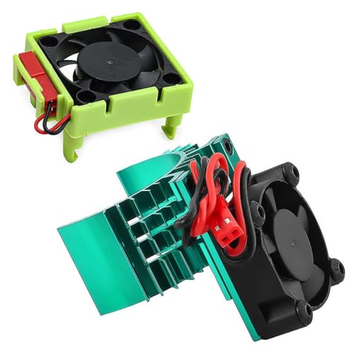 Aluminum Heatsink Plastic RC Motor ESC Cooling Fan Set 6-8.4V High RPM for TRAXXAS VXL-3S Slash/Rally/Bandit/Stampede 2WD 4WD RC Car (Green) - color: Green