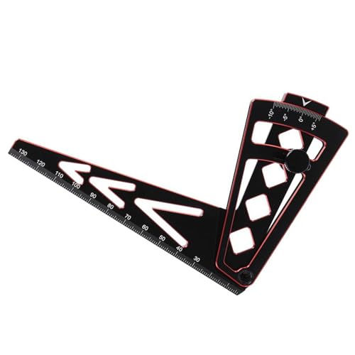 RC Car Camber Gauge Adjustable Wheel Rim Camber Gauge for 1/10 1/8 Trucks | Dual-purpose camber&height measurement, precision laser-etched scale, lightweight metal body, quick wheel alignment setup - color: Black+red
