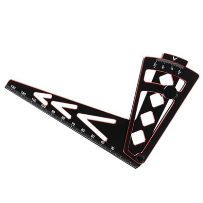 RC Car Camber Gauge Adjustable Wheel Rim Camber Gauge for 1/10 1/8 Trucks | Dual-purpose camber&height measurement, precision laser-etched scale, lightweight metal body, quick wheel alignment setup - color: Black+red