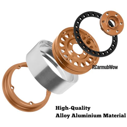 1.9" Aluminum Alloy Beadlock Wheels & Tires 4PCS, RC Wheel Rim Rubber Tire Set Compatible with 1/10 SCX10 90046 AX103007 SCX10 II III TRX4 Gen7 Gen8 RC Crawler Car,Bronze - color: Bronze(4pcs)