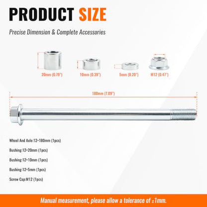 Minho 12mm 180mm Front Rear Axle with Bush 20mm 10mm 5mm Fit for PIT PRO Dirt Bike Scooter QUAD ATV - size: 12-180mm