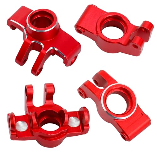 Aluminum Front Steering Block Knuckles & C-Hubs Caster Blocks & Rear Hubs Hops Up for ARRMA 1/18 Granite GROM, 1/14 Typhon GROM Upgrades Parts (Red) - color: Red