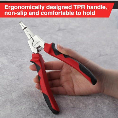 8 Inch Lock Ring Pliers - Special Circlip Pliers with Reverse Angle Tip and Straight Nose - size: 8" Straight Nose