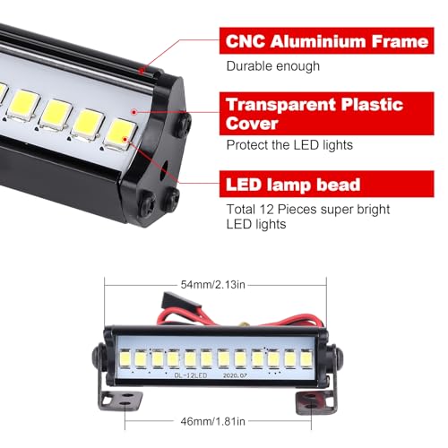 Hobbypark RC Crawler LED Light Bar Kit Roof Spotlight Dome Light Simulation for Traxxas TRX-4 Trx4 Axial SCX10 90046 RC4WD D90 KM2