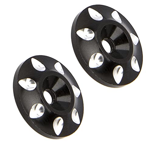 2Pcs Vgoohobby RC Metal Rear Wing Buttons Gasket,Universal Rear Fixed Tail Protection Spacer Compatible with 1/10 RC Off Road Short Truck Buggy Racing Car (Black) - color: Black