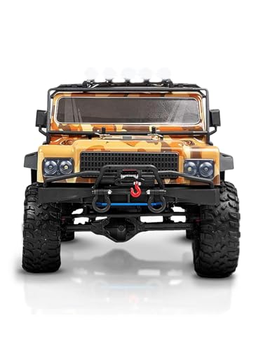 1:8 RC Cars for Adults – 4x4 Remote Control Car, Rugged Brushed Motor Electric Off-Road RC Rock Crawler with 2-Speed Transmission, Army Green All-Terrain RC Trucks, Ready-to-Run RTR Set