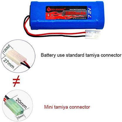 7.2V 3800mAh High Capacity 6-Cell NiMH Flat Battery Pack, Replacement Hobby Battery for RC Car, RC Truck, RC Boat with Standard Tamiya Connector (1Pack) + 8.6V Output Adapter(1Pack) - color: 1-Pack 7.2V NiMH 3800mAh Battery + 1-Pack 8.6V Output Adapter