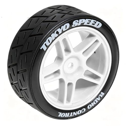 1/10 RC Rally Street Tires OD 65mm with 12mm Hex Hard Plastic Wheels for 1:10 1/12 On Road Drift Touring Car Tamiya TT01 TT02 Traxxas XV02 XV01 TA06 HPI KYOSHO PTG2 A959 4PCS (White) - color: White