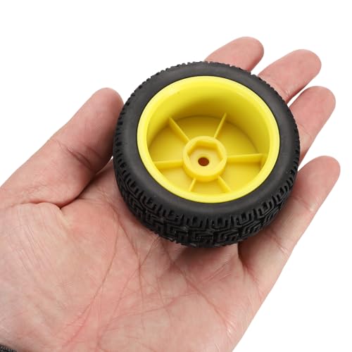 uxcell 4-Pair High-Grip RC Car Tire & Wheel Set for 1/10 Scale On-Road Touring Cars - Soft Rubber Tyres with 12mm Hubs, Black/Yellow - color: Black/Yellow