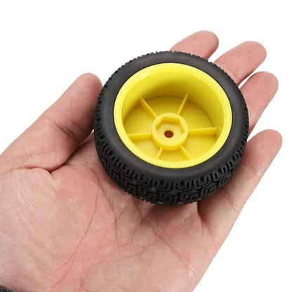 uxcell 4-Pair High-Grip RC Car Tire & Wheel Set for 1/10 Scale On-Road Touring Cars - Soft Rubber Tyres with 12mm Hubs, Black/Yellow - color: Black/Yellow
