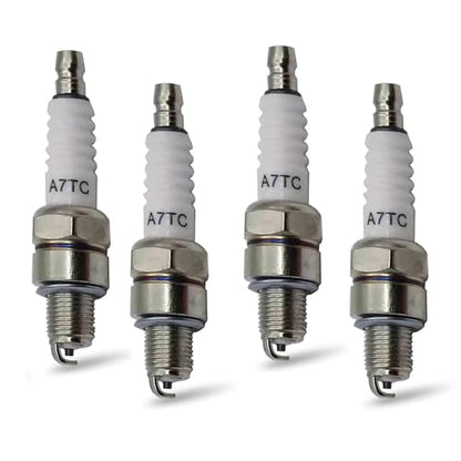4 PCS A7TC Spark Plug with Nut, Fit for GY6 50cc 70cc 90cc 100cc 110cc 125cc 150cc ATVs Dirt Bikes Go Karts Mopeds Scooters Quad 4 Wheelers Pit Bikes Racing Bikes (White)