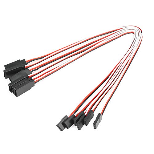 DYWISHKEY 30 Pieces Male to Female 3-Pin Servo Extension Cord Lead Wire Cable Connectors, Servo Remote Control Cables (5 Sizes)