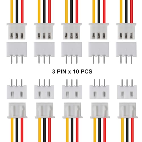 10Pairs JST-XH Connector Kit, XH 2.54mm 3 Pin Header Male and Female Connectors Plug Adapter with Flat Wire Cable 200mm 26AWG Compatible with JST XH (3P) - color: 3P