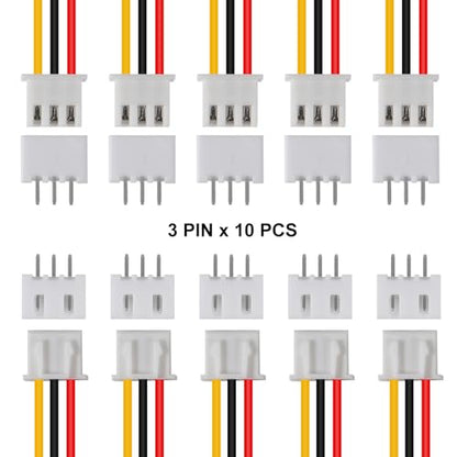 10Pairs JST-XH Connector Kit, XH 2.54mm 3 Pin Header Male and Female Connectors Plug Adapter with Flat Wire Cable 200mm 26AWG Compatible with JST XH (3P) - color: 3P