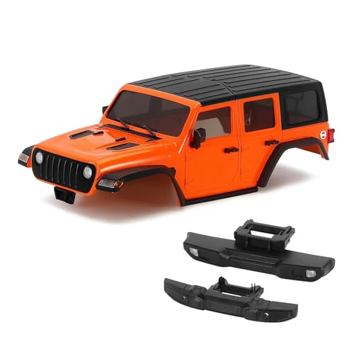 RC Upgrade Parts for TRX4M for Bronco for Defender for Chassis 1/18 RC Crawler 6.10in Wheelbase ABS Hardtop Body Kit with Front Rear Bumpers(Orange) - size: Orange
