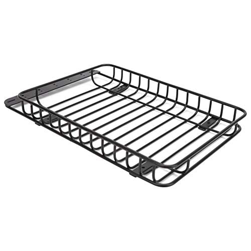 1/10 Scale RC Metal Roof Rack Luggage Carrier with 5 LED Lights, Black | Compatible with Traxxas TRX-4, Axial SCX10 90046 & SCX10 III AXI03007, Overland Crawler Upgrade Parts