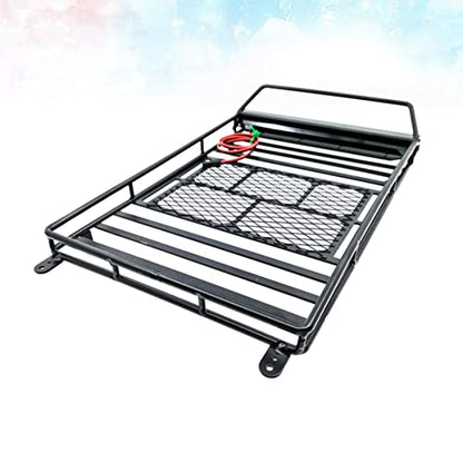 BESTonZON Car Roof Luggage Rack with Light Bar for Rc Crawler Cargo Holder for Storage and Decoration Compatible with Models Black