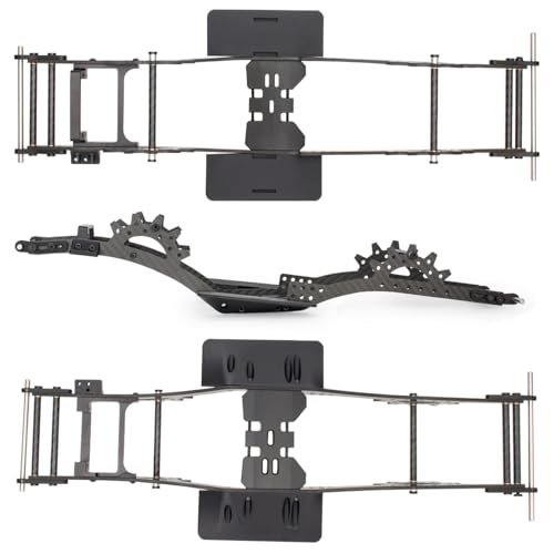 Carbon Fiber LCG Chassis Kit Frame Rails Skid Plate CMS Servo Panhard Mount for 1/10 RC Rigs Crawler Capra SCX10 II VS4-10 Comp Builds DIY Parts (Chassis Kit) - style: Chassis Kit