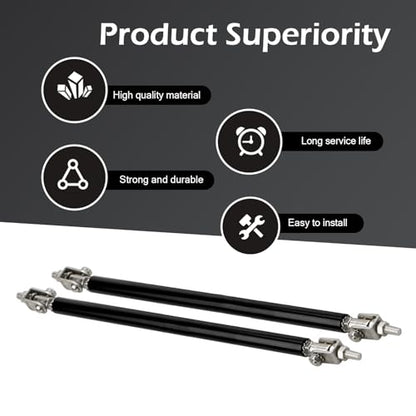 2 PCS Front Bumper Lip Strut Rod, Adjustable 7.87"-10.83" Stainless Steel Bumper Lip Splitter Diffuser Strut Rod, Automotive Reinforcement Tie Bar, Universal for Most Cars (Black) - color: Black