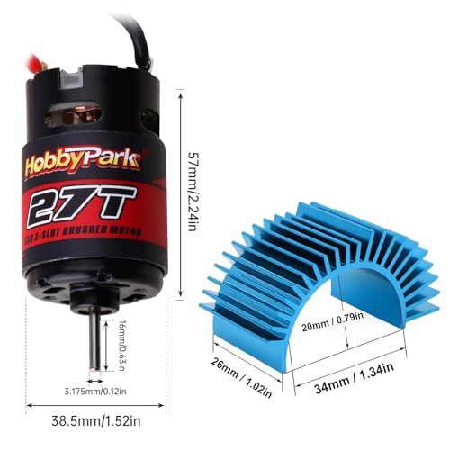 Hobbypark 27T Motor 550 Brushed Motor Electric Engine w/Heatsink for 1/10 RC Crawler Car Traxxas TRX4 TRX6 Axial SCX10 Redcat Gen7 Gen8 RC4WD - size: 27T