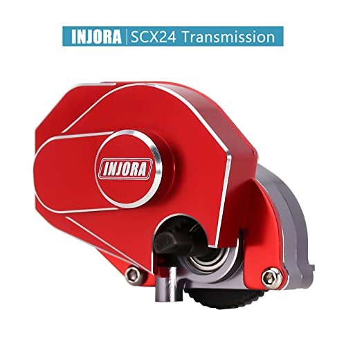 INJORA CNC Aluminum Complete Transmission Gearbox for SCX24 AX24, Red - color: Red