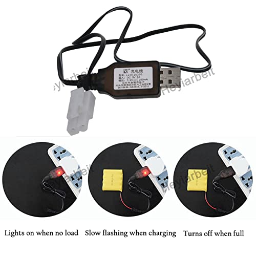 Heyiarbeit RC Ni-CD Battery USB Charging Cable Nickel Cadmium Nickel Hydrogen 7.2V Adapter Cable L6.2-2P for RC Ni-MH Ni-CD Battery Black 2Pcs - size: L6.2-2P 2Pcs