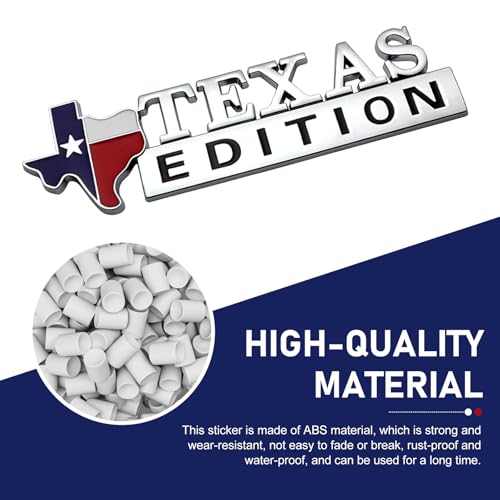 2 PCS Texas Flag Edition Emblems for Car, 3D Metal Off-Road Vehicle Badge Decals, Car Body State Flag Logo Sticker, Universal Personality Badge Modification Sticker for Cars Trucks (Silver)
