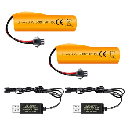 sea jump 2PCS 3.7V 3000mAh Li-ion Battery with SM-2P Plug and USB Charging Cable Suitable for DE42 DE44 DE45 DE68 RC Remote Control Car Drifting Car Truck Off-Road Racing Car