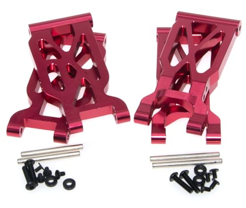 Suspension Control A Arms Compatible With 1/10 Wltoys 104001 144002 124019 124018 124017 144010 Parts RC Car Truck Aluminum Alloy Swing Suspension Arm Upgrade(Red)
