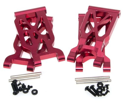 Suspension Control A Arms Compatible With 1/10 Wltoys 104001 144002 124019 124018 124017 144010 Parts RC Car Truck Aluminum Alloy Swing Suspension Arm Upgrade(Red)