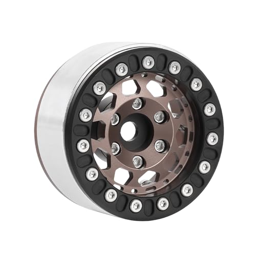 4PCS 1.55 Inch Aluminum Alloy Metal 10Holes Beadlock Wheel Rim Hubs Replacement Accessory for Tamiya AX90069 D90 TF2 CC01 CC02 1/10 RC Crawler Car Upgrade Parts(B-Black Bronze) - color: B-Black Bronze