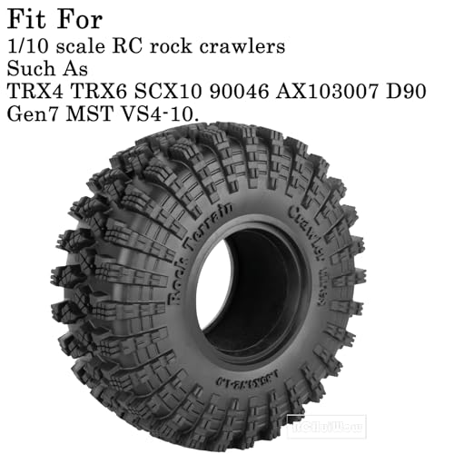 1.9 Inch RC Crawler Tires Skins Soft Rubber Off-Road Tyres for 1/10 TRX4 TRX6 SCX10 90046 AX103007 D90 Gen7 MST VS4-10,RCHuiWow High Grip Mud Terrain Tyres,StyleC - style: StyleC(4pcs)