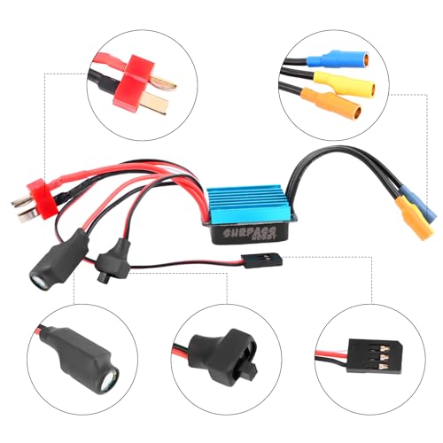 Surpass Hobby 2435 4800KV Motor 25A ESC Combo for 1/16 1/18 RC Truck | Complete power upgrade combo for 1/16 1/18 RC Truck LaTrax Teton Desert Prerunner Rally SST Wltoys A959 - color: Blue