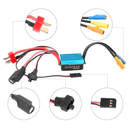 Surpass Hobby 2435 4800KV Motor 25A ESC Combo for 1/16 1/18 RC Truck | Complete power upgrade combo for 1/16 1/18 RC Truck LaTrax Teton Desert Prerunner Rally SST Wltoys A959 - color: Blue