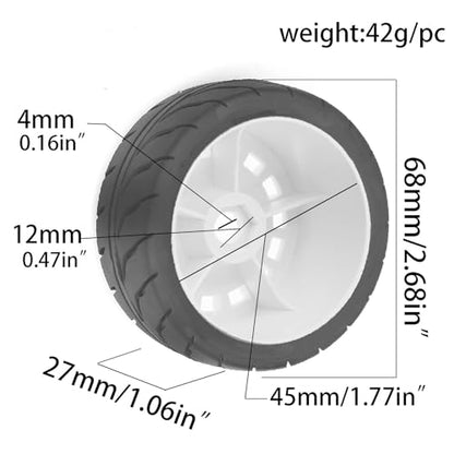 1/10 RC On Road Tires OD 2.68" And Plastic Rally Wheels Rims 12mm Hex for 1:10 Scale Drift Racing Street Touring Car Tamiya TT01 TT02 Traxxas XV02 XV01 TA06 HPI KYOSHO PTG2 A959 4PCS (Black) - color: Black