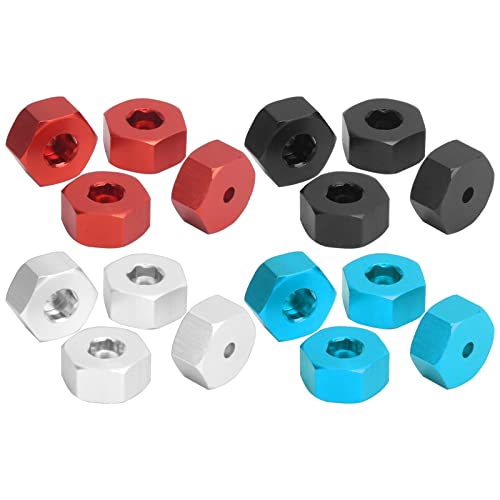 Raguso 4pcs Wheel Hex Hub Adapters 5mm to 12mm Combiner Aluminum Alloy Hex Hub Adapter Compatible with WPL D12 1/10 RC Trucks RC Car Spare Upgrade Parts(Black)
