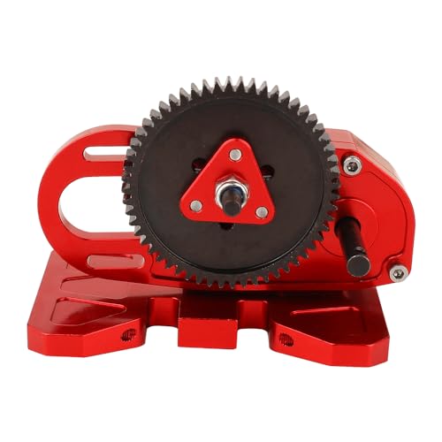 Heavy Duty LCG 2 Low Differential Gearbox Transmission with Gear Skid Plate for 1/10 RC Crawler Axial SCX10 I II III Capra TRX4 Upgrade Parts (red) - color: Red