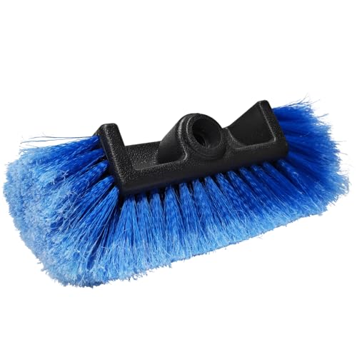 10.2" Car Wash Brush Head with Soft Bristle, Flow Through Auto Exterior Cleaning Brushes Equipment, Heavy Duty Detailing Brush Head for RV Truck Boat Camper (Blue) - color: Blue