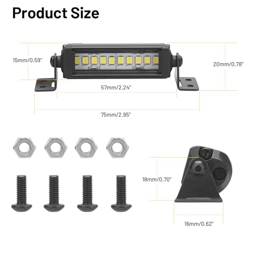 RC Light Bar 10 LED, daitoku 2.16 Inch Aluminum RC LED Lights Kit for Axial SCX10 Traxxas TRX4 TRX4M Arrma Senton Redcat GEN7 1/10 1/18 Crawler