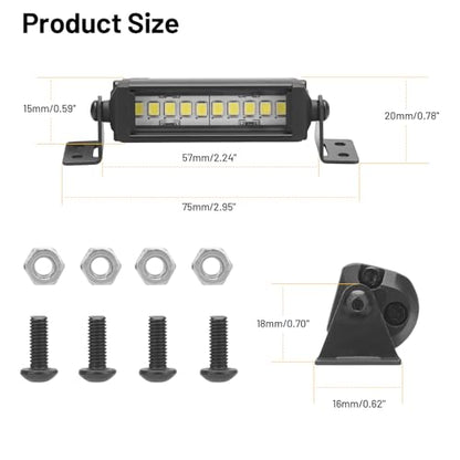 RC Light Bar 10 LED, daitoku 2.16 Inch Aluminum RC LED Lights Kit for Axial SCX10 Traxxas TRX4 TRX4M Arrma Senton Redcat GEN7 1/10 1/18 Crawler