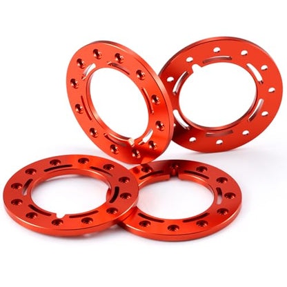 Aluminum 1.55inch Beadlock Ring 1Set/4PCS for AXIAL UTB18 D90 TF2 CC01 AX90069 MST JIMNY 1/10 RC Crawler Truck Car Wheels (Red) - color: Red
