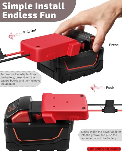 2-Pack 18V for Milwaukee M18 Battery Adapter for Power Wheels Battery Upgrade Conversion Kit with Wire Connectors Fuses 12AWG Wire Power Tool Drill Battery Converter Adapter for Kids Car, RC, DIY, Etc - size: 2-Pack