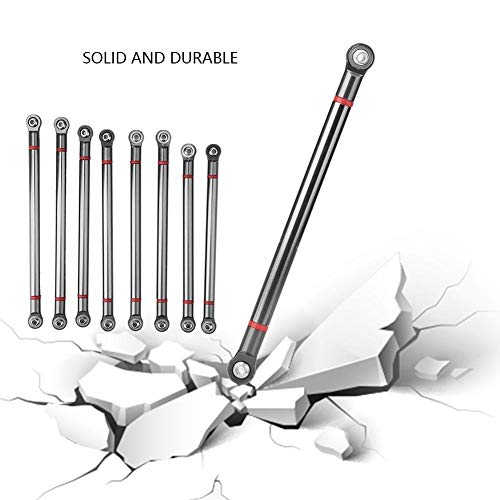 Aluminum Alloy Link Rod Linkage,plplaaoo 8Pcs Link Rod,RC Car Chassis Link Rod,313MM Wheelbase Upgrade Parts Link Rod Chassis Linkage Compatible with Axial SCX10 1/10 RC Car Crawler(Black) - color: Black