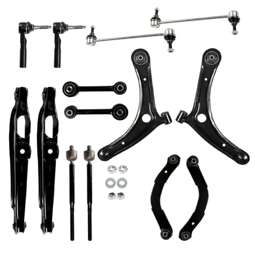 labwork 14Pc Front Rear Suspension Kit Lower and Upper Control Arms Ball Joint Assembly Driver and Passenger Side Tie Rod End Sway Bar Link Kit Replacement for Caliber All Models 2009-2012