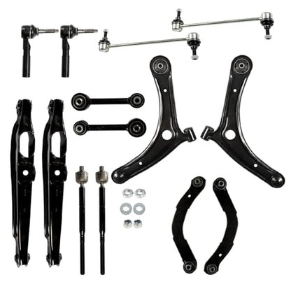 labwork 14Pc Front Rear Suspension Kit Lower and Upper Control Arms Ball Joint Assembly Driver and Passenger Side Tie Rod End Sway Bar Link Kit Replacement for Caliber All Models 2009-2012