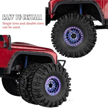 Aluminium RC 1.9" Beadlock Wheels Tires for 1/10 SCX10 90046 AXI03007 TRX4 TRX6 VS4-10 Gen7 Gen8 MST CFX D90 RC Crawler Car,Alloy 1.9 Rims Tires,Purple Colorful - color: Purple Colorful- (Rc 1.9" Tires)