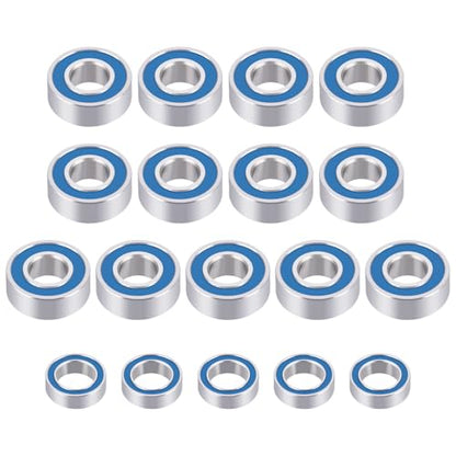 LSG 18pcs Ball Bearings for Arrma 1/10 Tamiya Grasshopper Lunchbox Hotshot | Rubber Sealed Bearing Kit 1/10 RC Car Upgrade Parts Blue 5x8x2.5mm 5x11x4mm