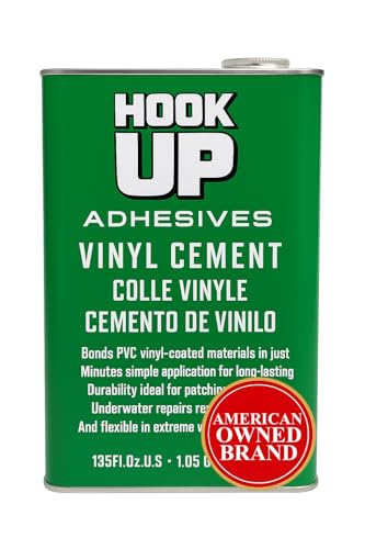 Vinyl Cement – Waterproof Pool Liner Repair Glue for Vinyl & PVC, Fast-Drying Flexible Contact Cement for Inflatables, Air Mattresses, Boats, Tarps, Hot Tubs & Pool Patch Repairs (1 Gallon) - size: 1 Gallon