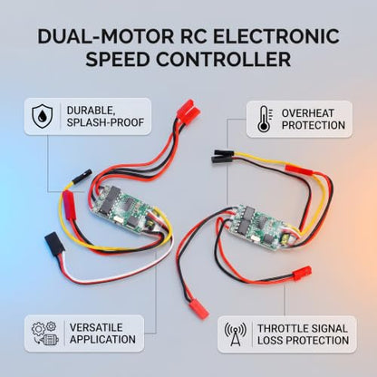 VBESTLIFE Electric Speed Controllers, 2Pcs Brushed ESC Dual Way Bidirectional ESC for RC Model Boat 130 180 Brushed Motor
